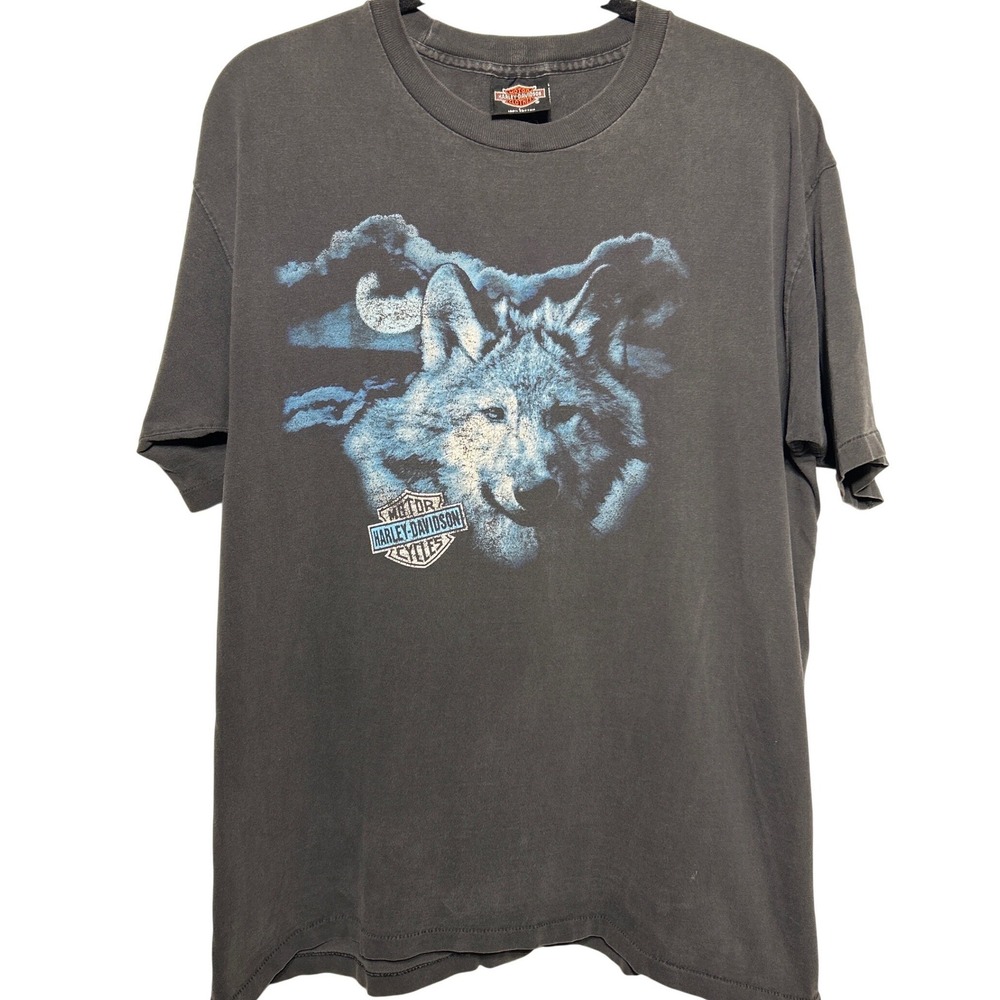 VTG‎ Harley Davidson Wolf Moon T-Shirt Dick Farmers Orlando FL Size Large - Picture 2 of 10